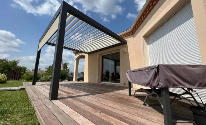 Détail du chantier Pergola bioclimatique aluminium par ALU PROJECT à Saint-Étienne-de-Tulmont